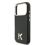 Apple iPhone 17 Pro Max Kılıf Karl Lagerfeld Orjinal Lisanslı M-safe Şarj Özellikli Gold Kamera Çerçeveli KHEAD Metal Logolu PU Deri Kapak