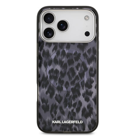 Apple iPhone 17 Pro Max Kılıf Karl Lagerfeld Orjinal Lisanslı M-safe Şarj Özellikli IML Leopar Baskılı Kapak