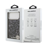 Apple iPhone 17 Pro Max Kılıf Karl Lagerfeld Orjinal Lisanslı M-safe Şarj Özellikli IML Leopar Baskılı Kapak