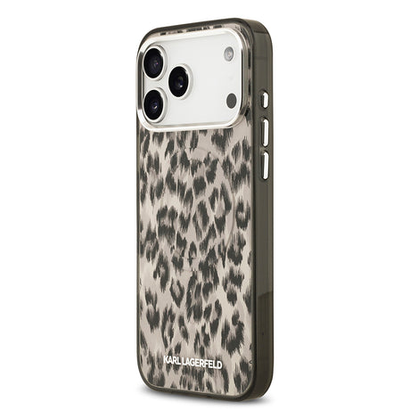Apple iPhone 17 Pro Max Kılıf Karl Lagerfeld Orjinal Lisanslı M-safe Şarj Özellikli IML Leopar Baskılı Kapak