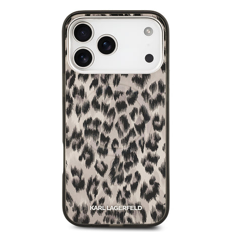 Apple iPhone 17 Pro Max Kılıf Karl Lagerfeld Orjinal Lisanslı M-safe Şarj Özellikli IML Leopar Baskılı Kapak