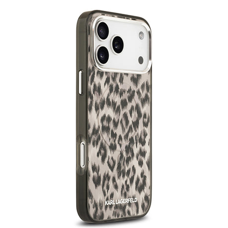 Apple iPhone 17 Pro Max Kılıf Karl Lagerfeld Orjinal Lisanslı M-safe Şarj Özellikli IML Leopar Baskılı Kapak