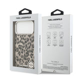 Apple iPhone 17 Pro Max Kılıf Karl Lagerfeld Orjinal Lisanslı M-safe Şarj Özellikli IML Leopar Baskılı Kapak