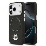 Apple iPhone 17 Pro Max Kılıf Karl Lagerfeld Orjinal Lisanslı M-safe Şarj Özellikli Metal Kamera ve Buton Tasarımlı Choupette PU Deri Kapak