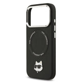 Apple iPhone 17 Pro Max Kılıf Karl Lagerfeld Orjinal Lisanslı M-safe Şarj Özellikli Metal Kamera ve Buton Tasarımlı Choupette PU Deri Kapak