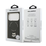 Apple iPhone 17 Pro Max Kılıf Karl Lagerfeld Orjinal Lisanslı M-safe Şarj Özellikli Metal Kamera ve Buton Tasarımlı Choupette PU Deri Kapak