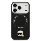 Apple iPhone 17 Pro Max Kılıf Karl Lagerfeld Orjinal Lisanslı M-safe Şarj Özellikli Metal Kamera ve Buton Tasarımlı Karl PU Deri Kapak