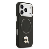 Apple iPhone 17 Pro Max Kılıf Karl Lagerfeld Orjinal Lisanslı M-safe Şarj Özellikli Metal Kamera ve Buton Tasarımlı Karl PU Deri Kapak