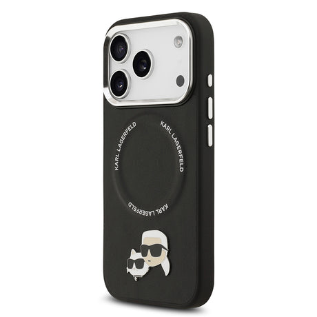 Apple iPhone 17 Pro Max Kılıf Karl Lagerfeld Orjinal Lisanslı M-safe Şarj Özellikli Metal Kamera ve Buton Tasarımlı K&C PU Deri Kapak