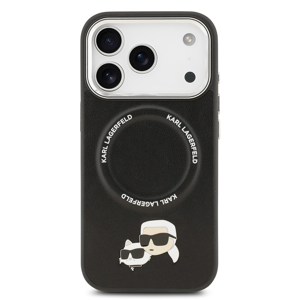 Apple iPhone 17 Pro Max Kılıf Karl Lagerfeld Orjinal Lisanslı M-safe Şarj Özellikli Metal Kamera ve Buton Tasarımlı K&C PU Deri Kapak