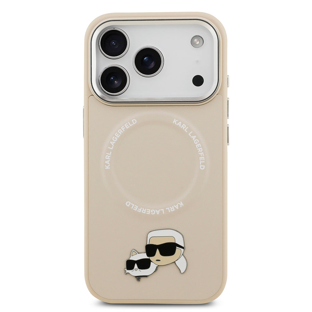 Apple iPhone 17 Pro Max Kılıf Karl Lagerfeld Orjinal Lisanslı M-safe Şarj Özellikli Metal Kamera ve Buton Tasarımlı K&C PU Deri Kapak
