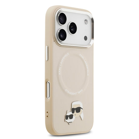 Apple iPhone 17 Pro Max Kılıf Karl Lagerfeld Orjinal Lisanslı M-safe Şarj Özellikli Metal Kamera ve Buton Tasarımlı K&C PU Deri Kapak