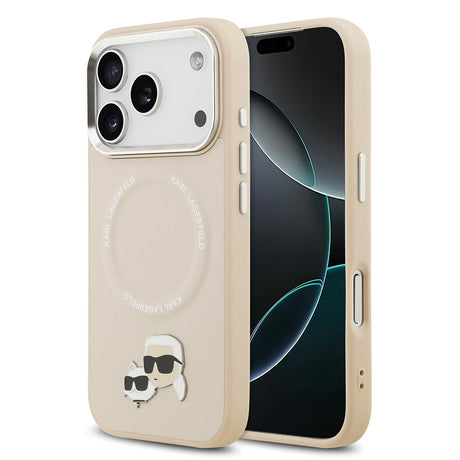 Apple iPhone 17 Pro Max Kılıf Karl Lagerfeld Orjinal Lisanslı M-safe Şarj Özellikli Metal Kamera ve Buton Tasarımlı K&C PU Deri Kapak