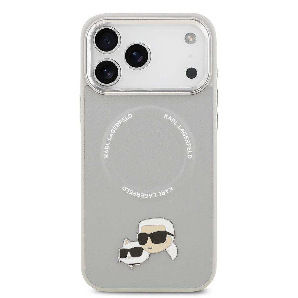 Apple iPhone 17 Pro Max Kılıf Karl Lagerfeld Orjinal Lisanslı M-safe Şarj Özellikli Metal Kamera ve Buton Tasarımlı K&C PU Deri Kapak