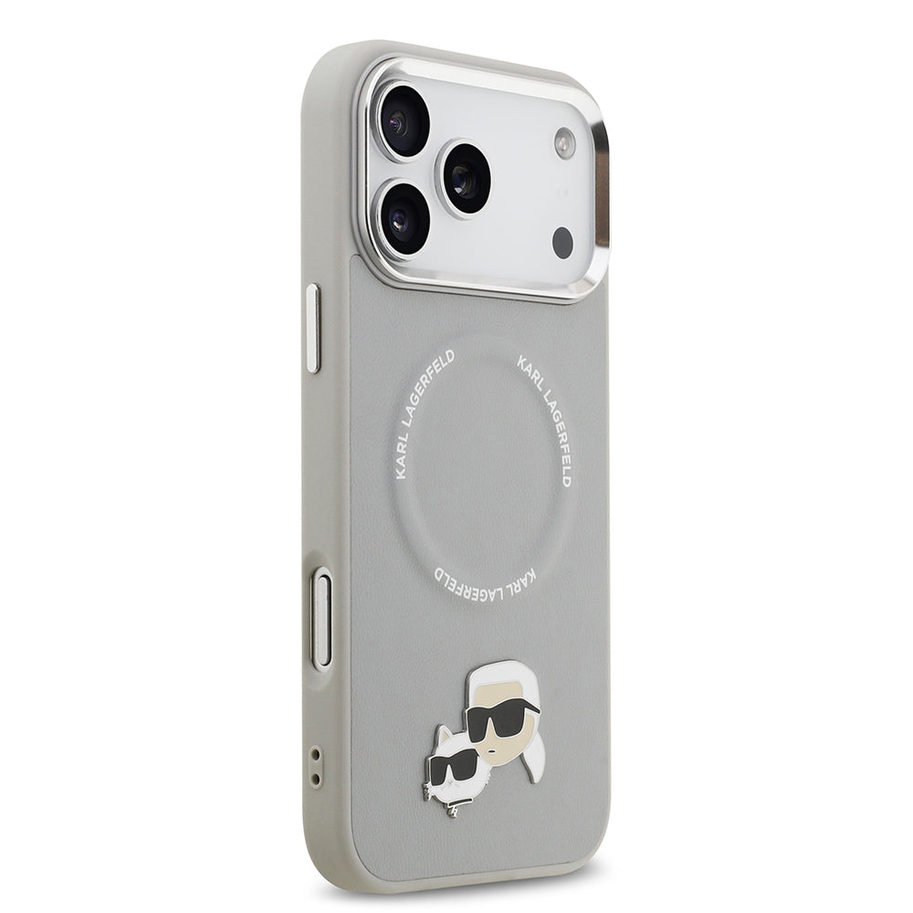 Apple iPhone 17 Pro Max Kılıf Karl Lagerfeld Orjinal Lisanslı M-safe Şarj Özellikli Metal Kamera ve Buton Tasarımlı K&C PU Deri Kapak