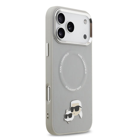 Apple iPhone 17 Pro Max Kılıf Karl Lagerfeld Orjinal Lisanslı M-safe Şarj Özellikli Metal Kamera ve Buton Tasarımlı K&C PU Deri Kapak