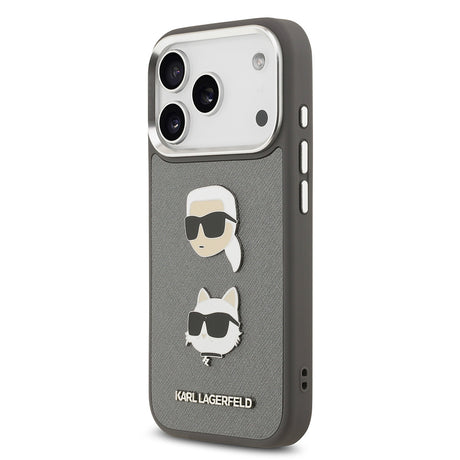 Apple iPhone 17 Pro Max Kılıf Karl Lagerfeld Orjinal Lisanslı Metal Logolu K&C Heads Pin Kapak