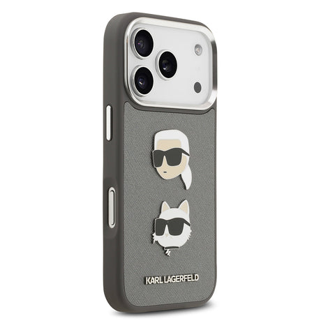 Apple iPhone 17 Pro Max Kılıf Karl Lagerfeld Orjinal Lisanslı Metal Logolu K&C Heads Pin Kapak