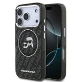 Apple iPhone 17 Pro Max Kılıf Karl Lagerfeld Orjinal Lisanslı Parlayan Simli Karl & Choupette Heads Kapak
