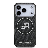 Apple iPhone 17 Pro Max Kılıf Karl Lagerfeld Orjinal Lisanslı Parlayan Simli Karl & Choupette Heads Kapak
