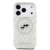 Apple iPhone 17 Pro Max Kılıf Karl Lagerfeld Orjinal Lisanslı Parlayan Simli Karl & Choupette Heads Kapak