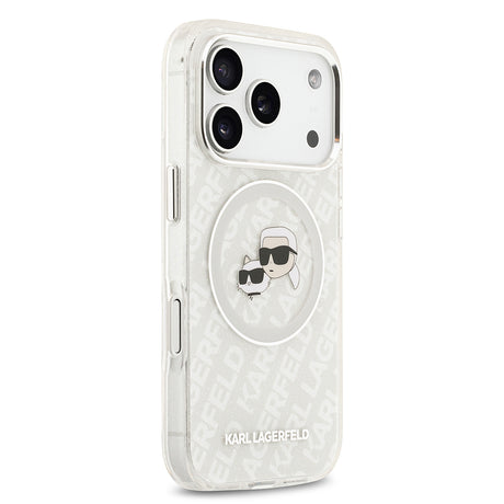 Apple iPhone 17 Pro Max Kılıf Karl Lagerfeld Orjinal Lisanslı Parlayan Simli Karl & Choupette Heads Kapak