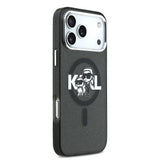 Apple iPhone 17 Pro Max Kılıf Karl Lagerfeld Orjinal Lisanslı Parlayan Simli Karl & Choupette Sketch Logo Kapak