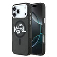Apple iPhone 17 Pro Max Kılıf Karl Lagerfeld Orjinal Lisanslı Parlayan Simli Karl & Choupette Sketch Logo Kapak