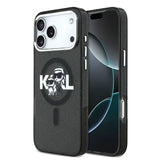 Apple iPhone 17 Pro Max Kılıf Karl Lagerfeld Orjinal Lisanslı Parlayan Simli Karl & Choupette Sketch Logo Kapak