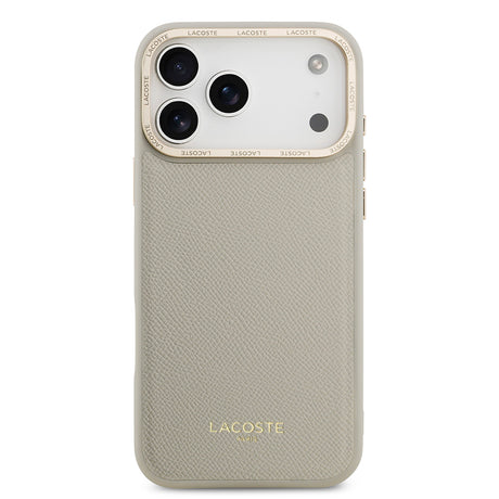 Apple iPhone 17 Pro Max Kılıf Lacoste Orjinal Lisanslı M-safe Şarj Özellikli Champs Elysees PU Deri Tasarımlı Kapak