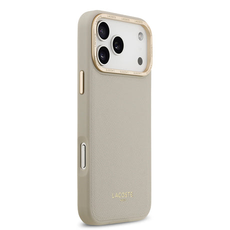 Apple iPhone 17 Pro Max Kılıf Lacoste Orjinal Lisanslı M-safe Şarj Özellikli Champs Elysees PU Deri Tasarımlı Kapak