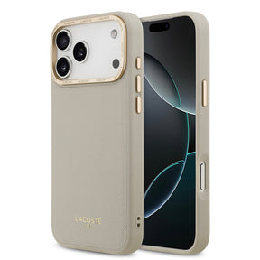 Apple iPhone 17 Pro Max Kılıf Lacoste Orjinal Lisanslı M-safe Şarj Özellikli Champs Elysees PU Deri Tasarımlı Kapak