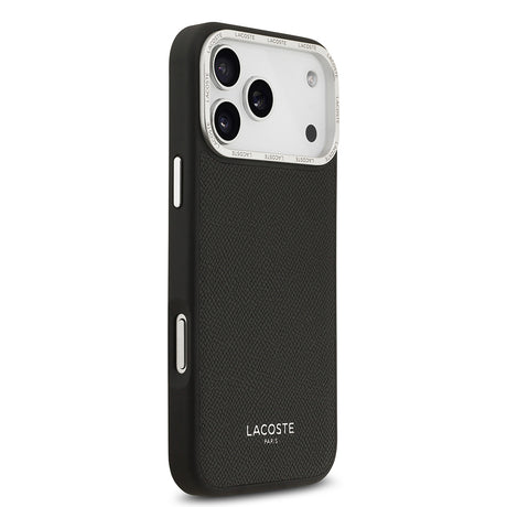 Apple iPhone 17 Pro Max Kılıf Lacoste Orjinal Lisanslı M-safe Şarj Özellikli Champs Elysees PU Deri Tasarımlı Kapak