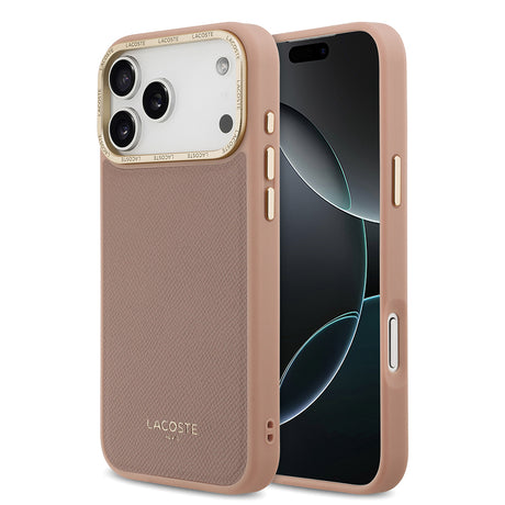 Apple iPhone 17 Pro Max Kılıf Lacoste Orjinal Lisanslı M-safe Şarj Özellikli Champs Elysees PU Deri Tasarımlı Kapak