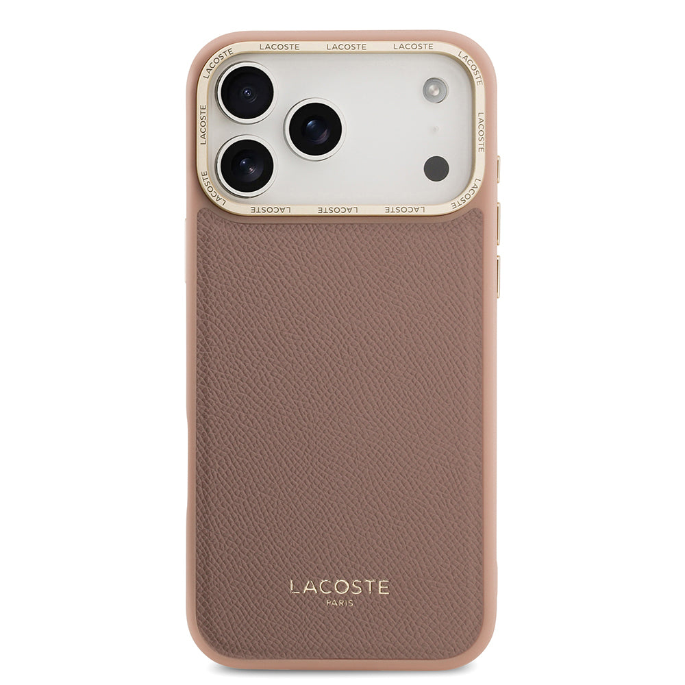 Apple iPhone 17 Pro Max Kılıf Lacoste Orjinal Lisanslı M-safe Şarj Özellikli Champs Elysees PU Deri Tasarımlı Kapak