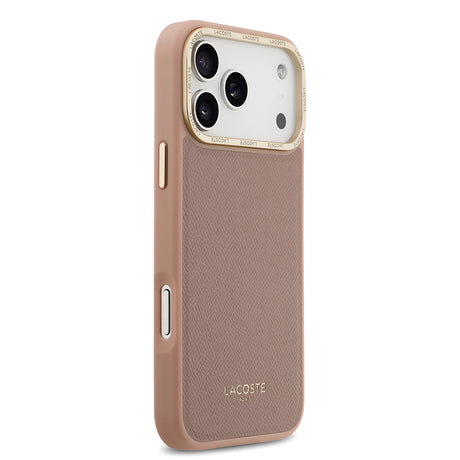 Apple iPhone 17 Pro Max Kılıf Lacoste Orjinal Lisanslı M-safe Şarj Özellikli Champs Elysees PU Deri Tasarımlı Kapak
