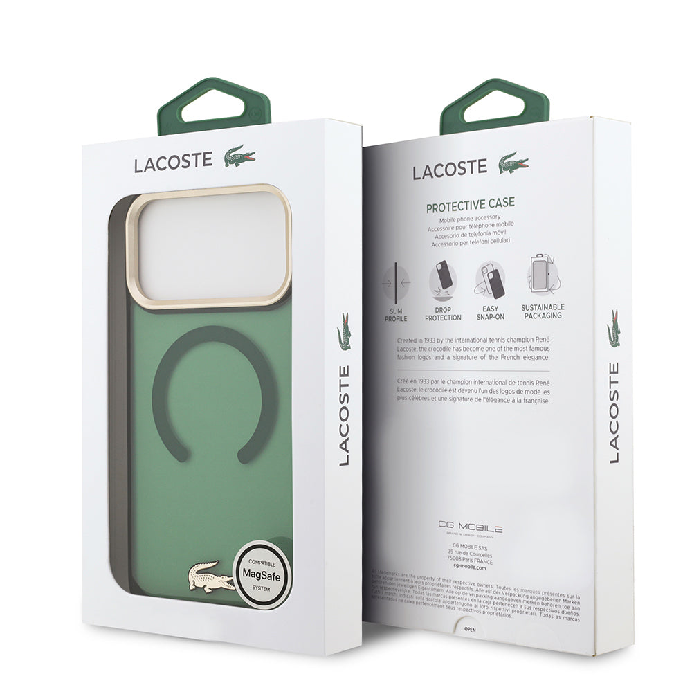 Apple iPhone 17 Pro Max Kılıf Lacoste Orjinal Lisanslı M-safe Şarj Özellikli Gold Timsah Logolu Buzlu Kapak