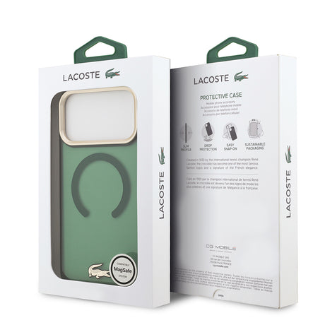 Apple iPhone 17 Pro Max Kılıf Lacoste Orjinal Lisanslı M-safe Şarj Özellikli Gold Timsah Logolu Buzlu Kapak