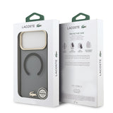 Apple iPhone 17 Pro Max Kılıf Lacoste Orjinal Lisanslı M-safe Şarj Özellikli Gold Timsah Logolu Buzlu Kapak