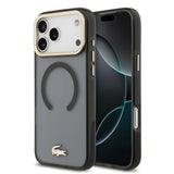 Apple iPhone 17 Pro Max Kılıf Lacoste Orjinal Lisanslı M-safe Şarj Özellikli Gold Timsah Logolu Buzlu Kapak