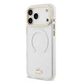 Apple iPhone 17 Pro Max Kılıf Lacoste Orjinal Lisanslı M-safe Şarj Özellikli Gold Timsah Logolu Buzlu Kapak