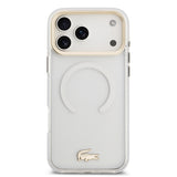Apple iPhone 17 Pro Max Kılıf Lacoste Orjinal Lisanslı M-safe Şarj Özellikli Gold Timsah Logolu Buzlu Kapak
