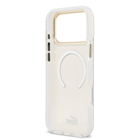 Apple iPhone 17 Pro Max Kılıf Lacoste Orjinal Lisanslı M-safe Şarj Özellikli Gold Timsah Logolu Buzlu Kapak