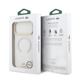 Apple iPhone 17 Pro Max Kılıf Lacoste Orjinal Lisanslı M-safe Şarj Özellikli Gold Timsah Logolu Buzlu Kapak