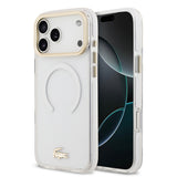 Apple iPhone 17 Pro Max Kılıf Lacoste Orjinal Lisanslı M-safe Şarj Özellikli Gold Timsah Logolu Buzlu Kapak
