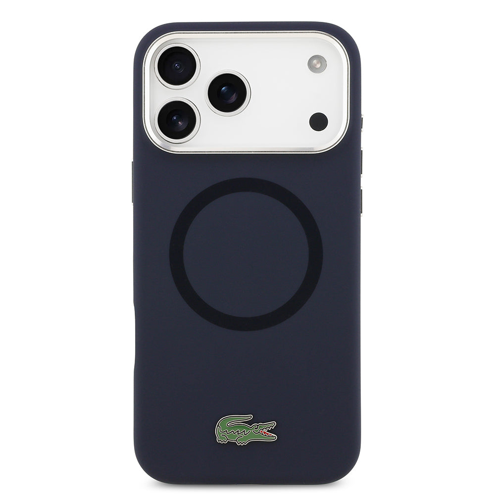 Apple iPhone 17 Pro Max Kılıf Lacoste Orjinal Lisanslı M-safe Şarj Özellikli İkonik Logolu Metal Kamera Çerçeveli Silikon Kapak