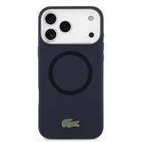 Apple iPhone 17 Pro Max Kılıf Lacoste Orjinal Lisanslı M-safe Şarj Özellikli İkonik Logolu Metal Kamera Çerçeveli Silikon Kapak