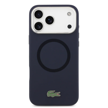 Apple iPhone 17 Pro Max Kılıf Lacoste Orjinal Lisanslı M-safe Şarj Özellikli İkonik Logolu Metal Kamera Çerçeveli Silikon Kapak