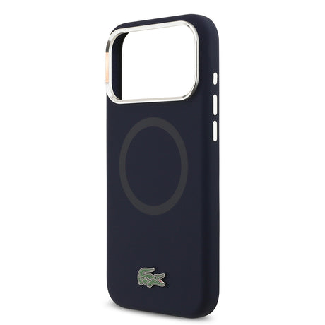 Apple iPhone 17 Pro Max Kılıf Lacoste Orjinal Lisanslı M-safe Şarj Özellikli İkonik Logolu Metal Kamera Çerçeveli Silikon Kapak