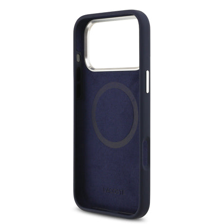Apple iPhone 17 Pro Max Kılıf Lacoste Orjinal Lisanslı M-safe Şarj Özellikli İkonik Logolu Metal Kamera Çerçeveli Silikon Kapak
